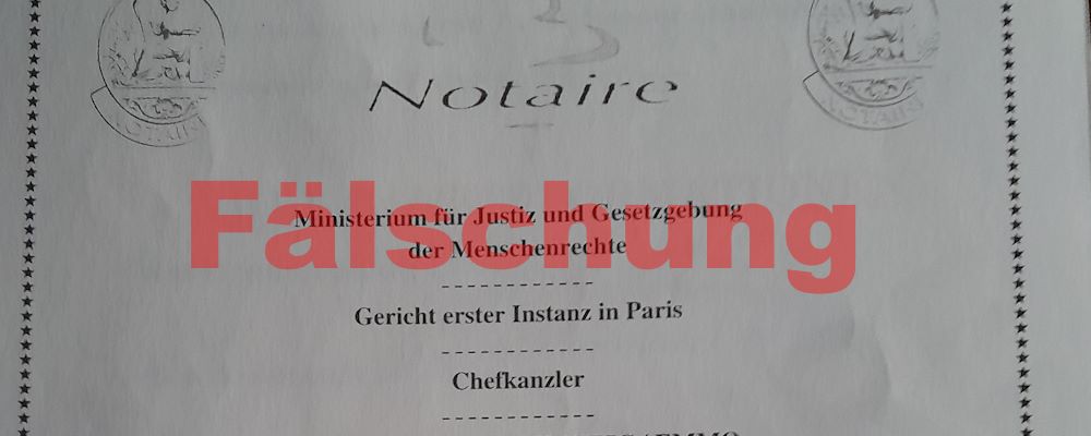 Schreiben eines angblichen Notars aus Paris entpuppt sich als Fälschung.